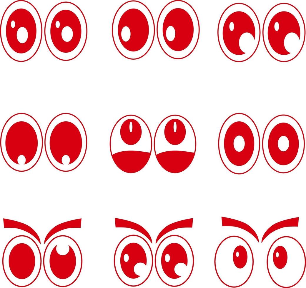 ojos con diseño de ojos de colección de estilo de dibujos animados de vector gráfico