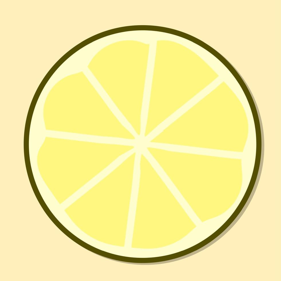Slice lemon vector with outline style cartoon. yellow lemonade sliced