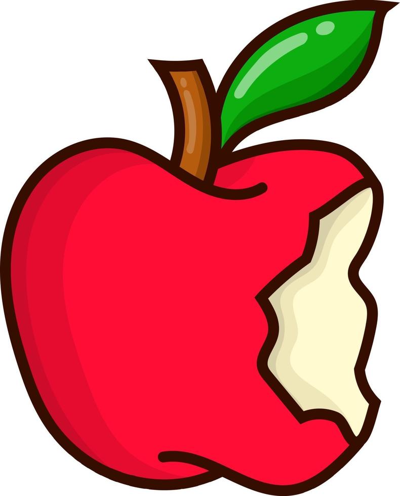 Red simple apple illustration. sliced bitten apple fruit for healthy vector