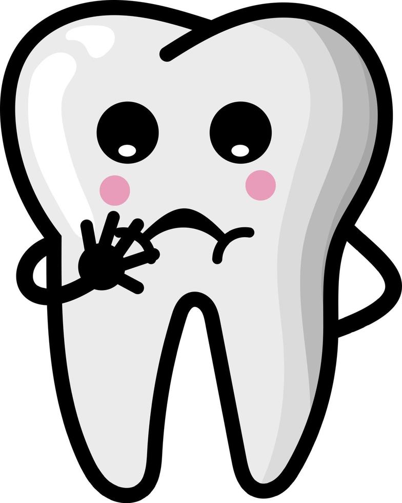 Cute teeth character isolated illustration. simple tooth vector