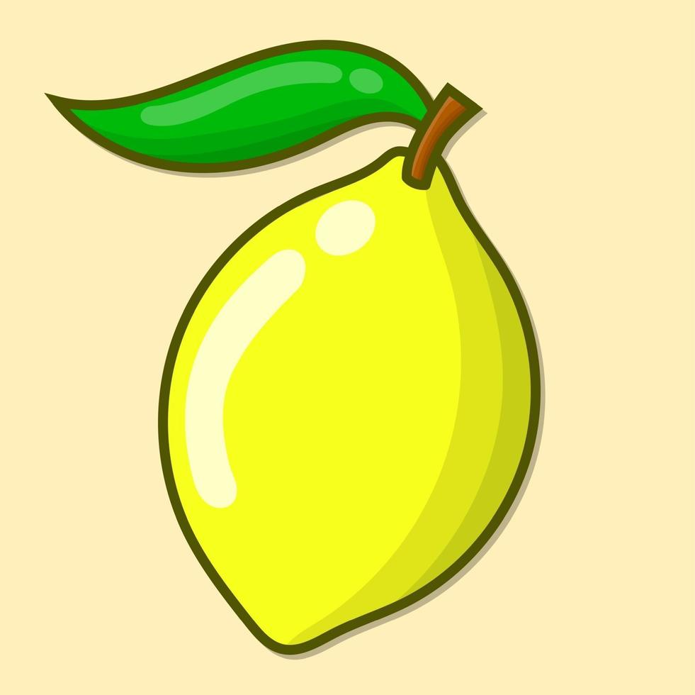 Slice lemon vector with outline style cartoon. yellow lemonade sliced