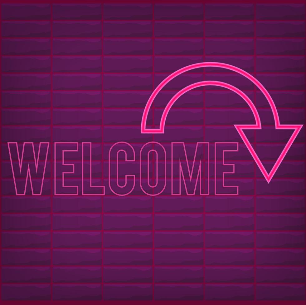 Welcome sign pink neon effect. isolated pink neon effect for box vector