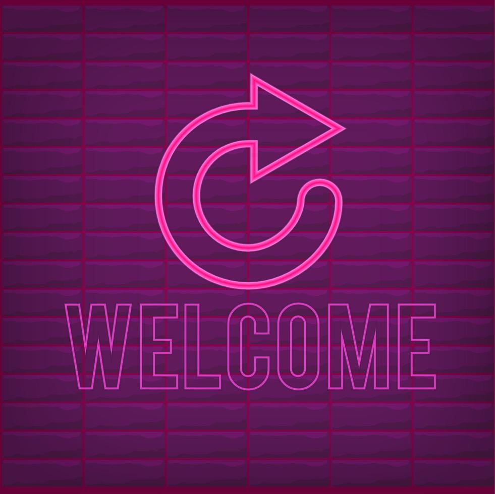 Welcome sign pink neon effect. isolated pink neon effect for box vector