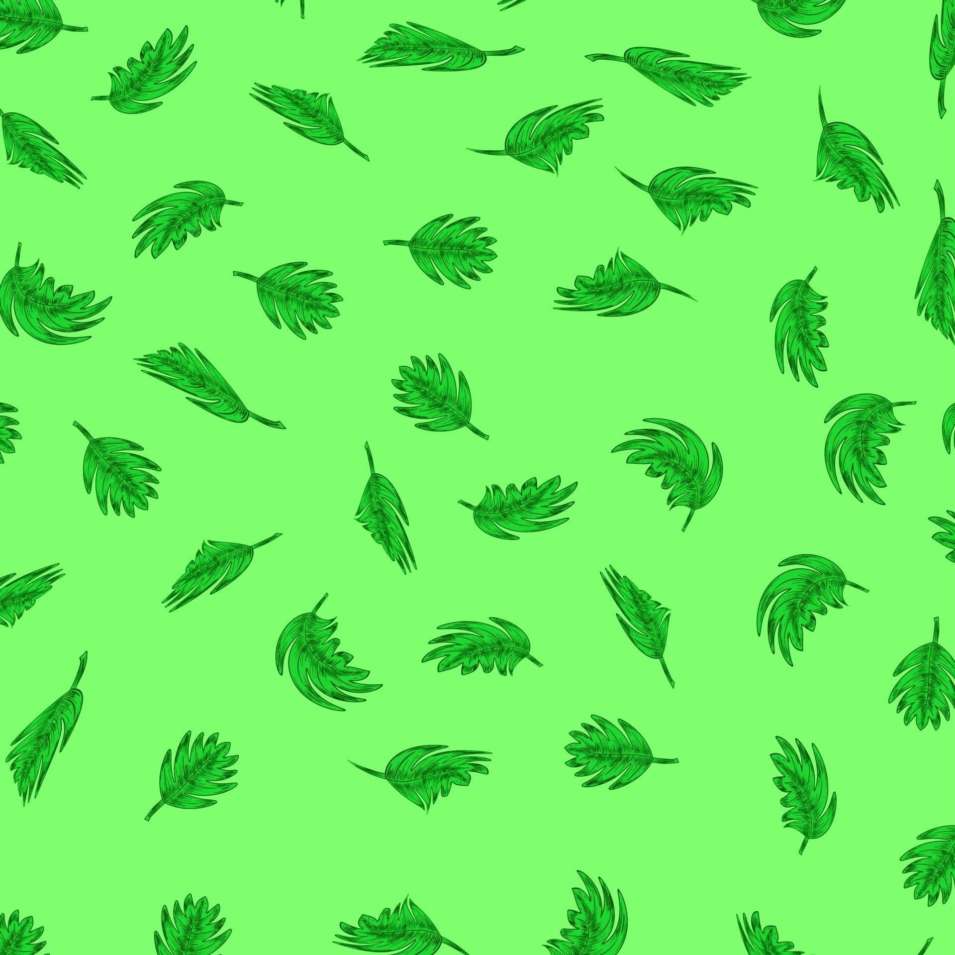 Green leaves pattern background with hand drawn style seamless 3225154