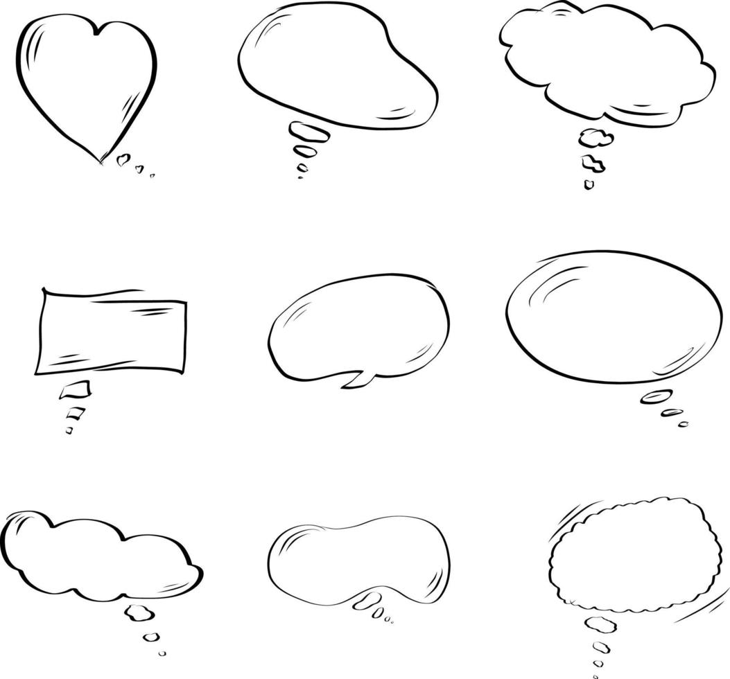 Set of bubble speech vector hand drawn style. balloon text