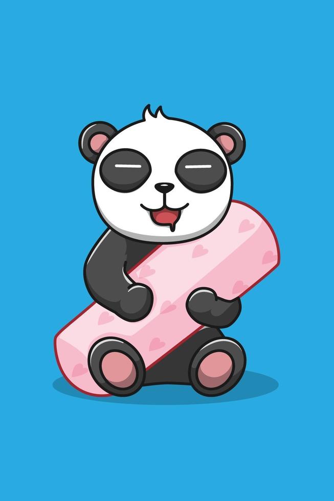 Panda with bolsters cartoon illustration vector