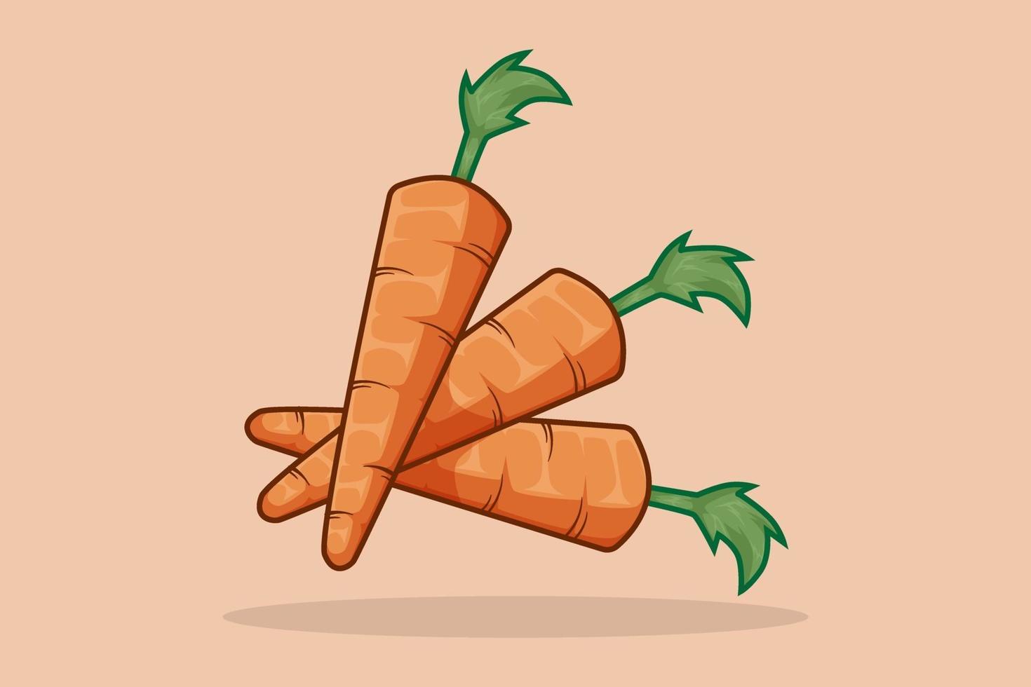 Three carrot in world vegetarian day cartoon illustration vector