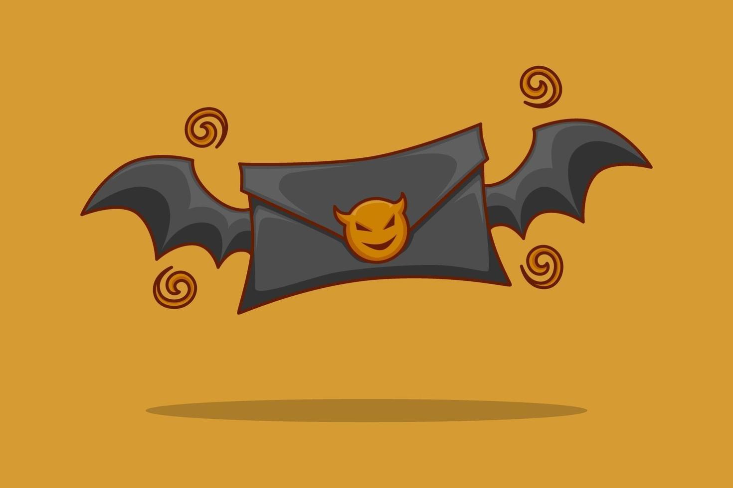 Black letter and bat wings cartoon illustration vector