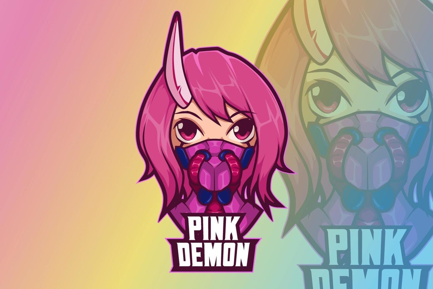 E sport logo design pink demon vector