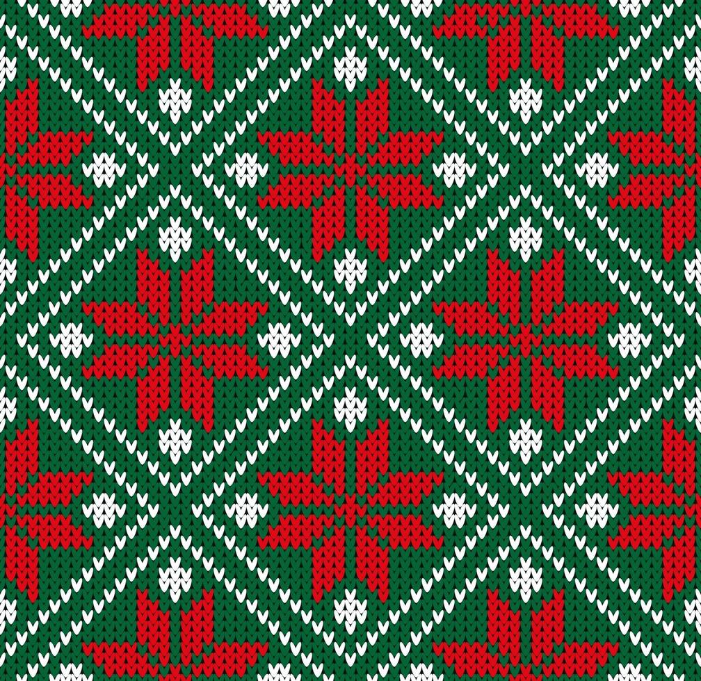 Winter sweater seamless Norway green red white pattern vector