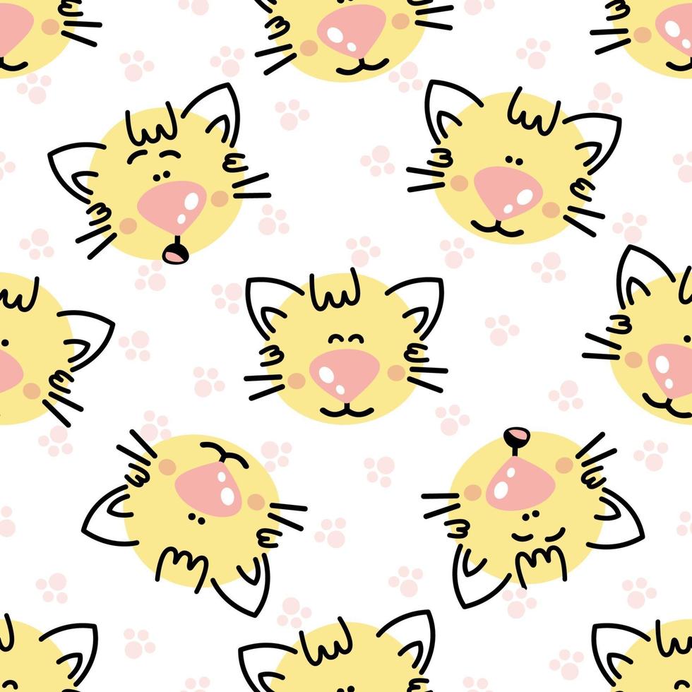 Cartoon cats vector seamless pattern.