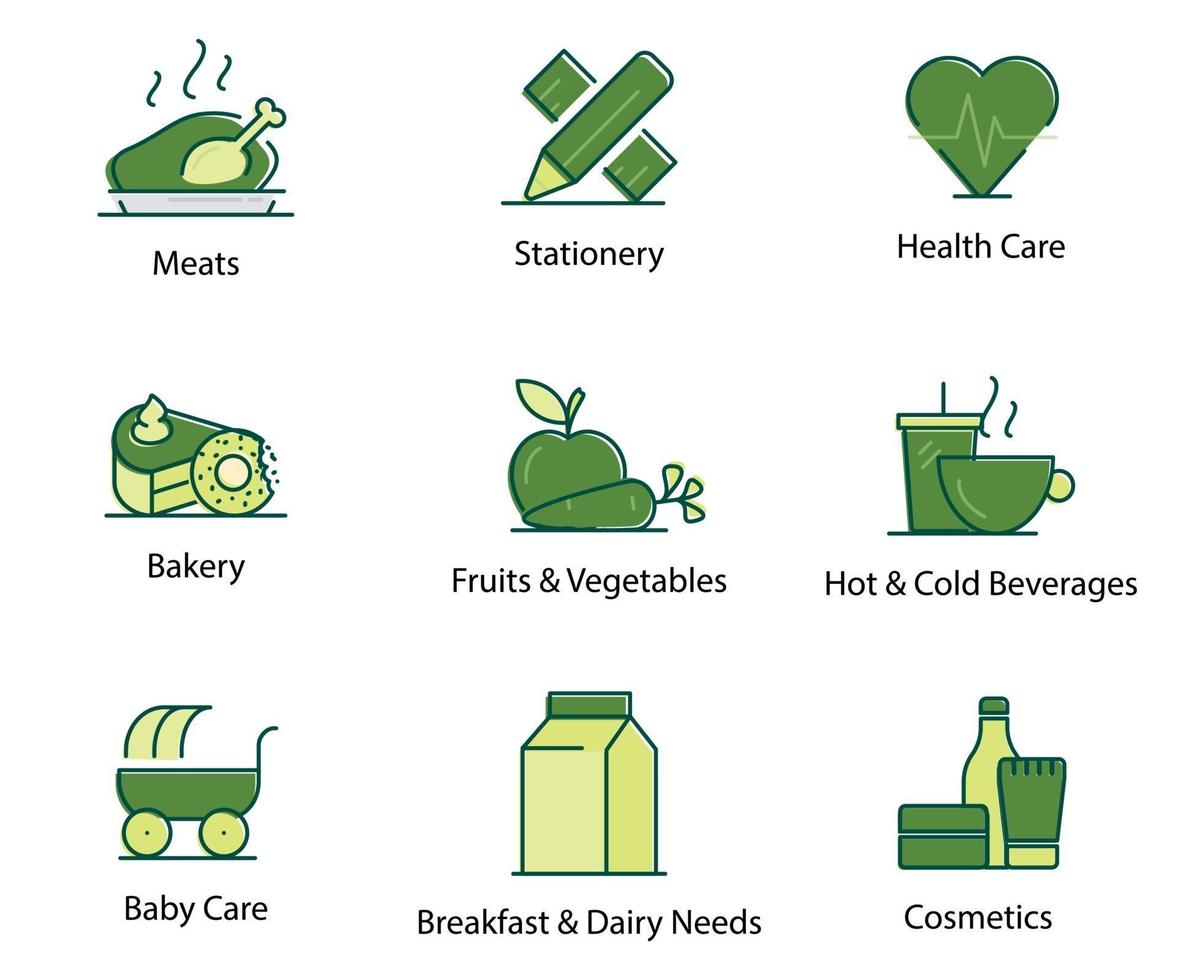 Grocery Icons Set for Websites, Apps, Print Design vector
