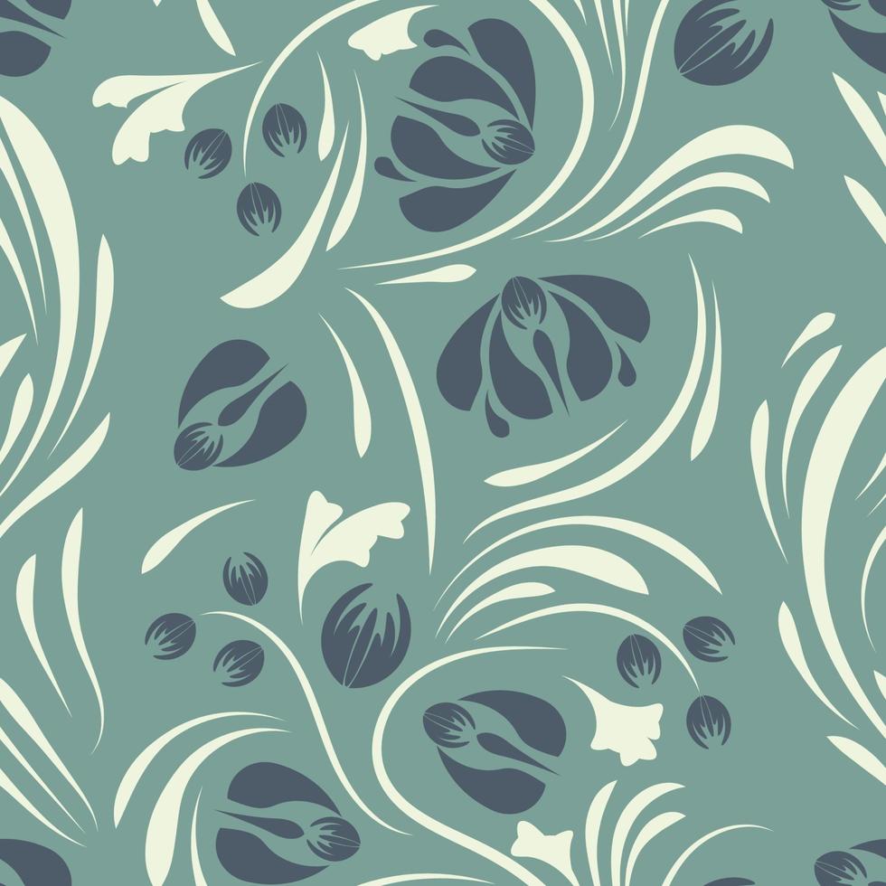 Folk flowers pattern Floral surface design Seamless pattern vector