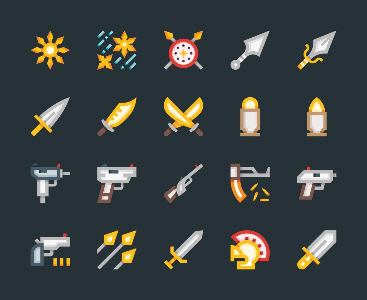 iconos de armas y armaduras vector