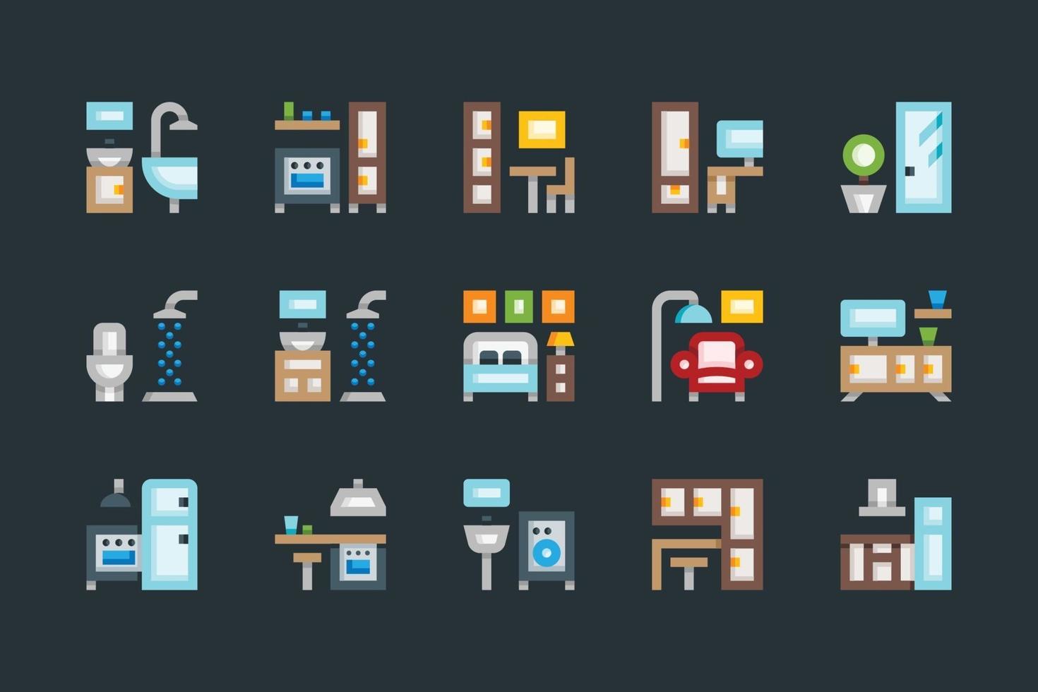 House Rooms Icons vector