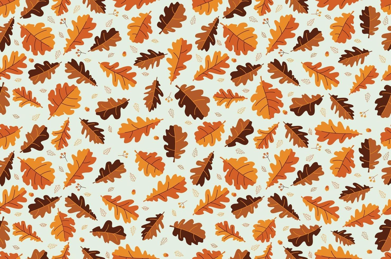 Autumn Oak Leaves. Seamless Pattern. Defoliation. vector