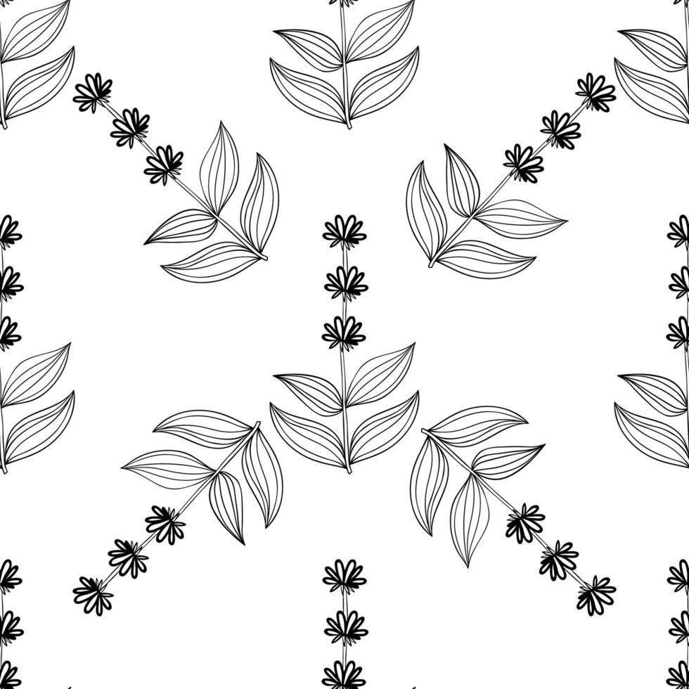 gentian, seamless b-w vector