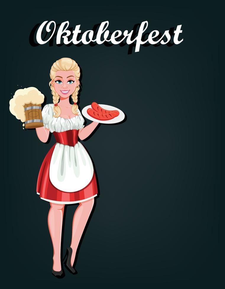 German girl in traditional costume on Oktoberfest vector
