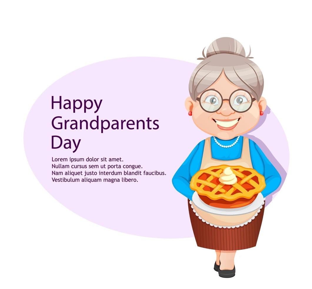 Grandma cartoon character. Happy Grandparents Day vector