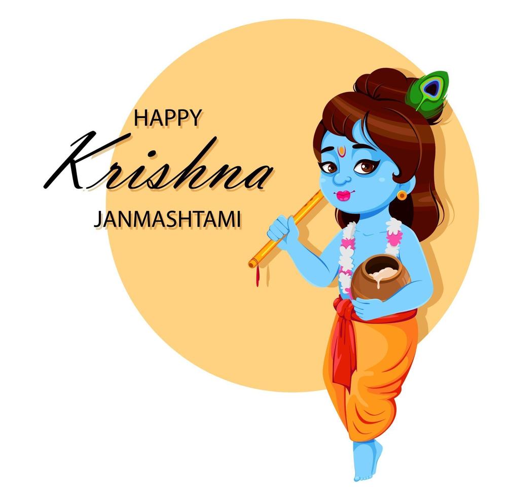 Happy Krishna Janmashtami. Lord Krishna vector