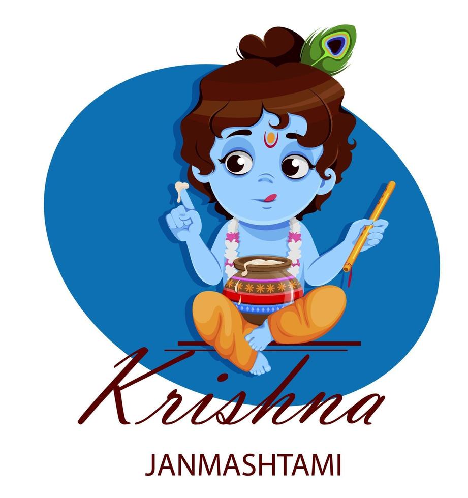 Happy Krishna Janmashtami. Little Lord Krishna 3225870 Vector Art at  Vecteezy