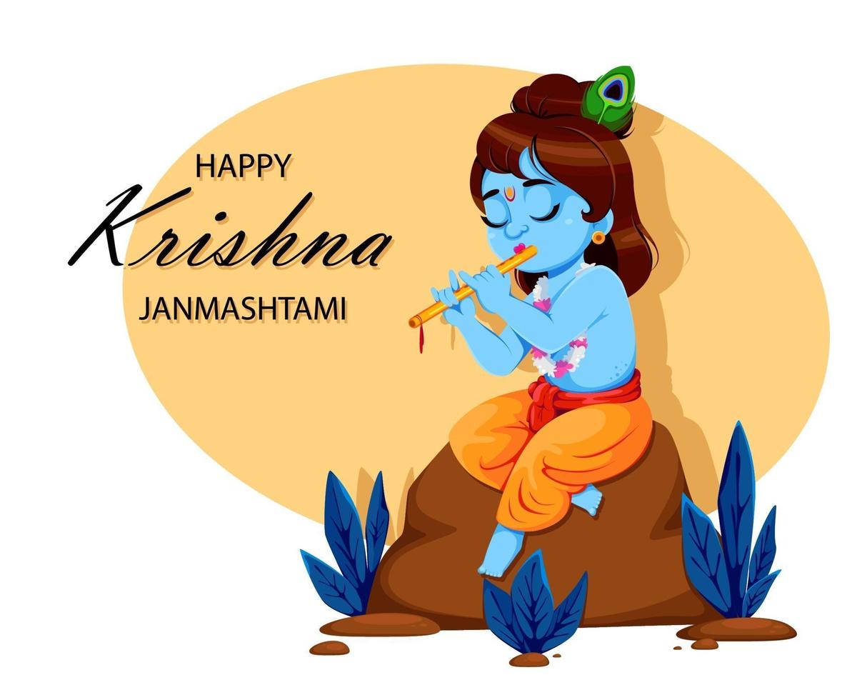 Happy Krishna Janmashtami. Lord Krishna vector