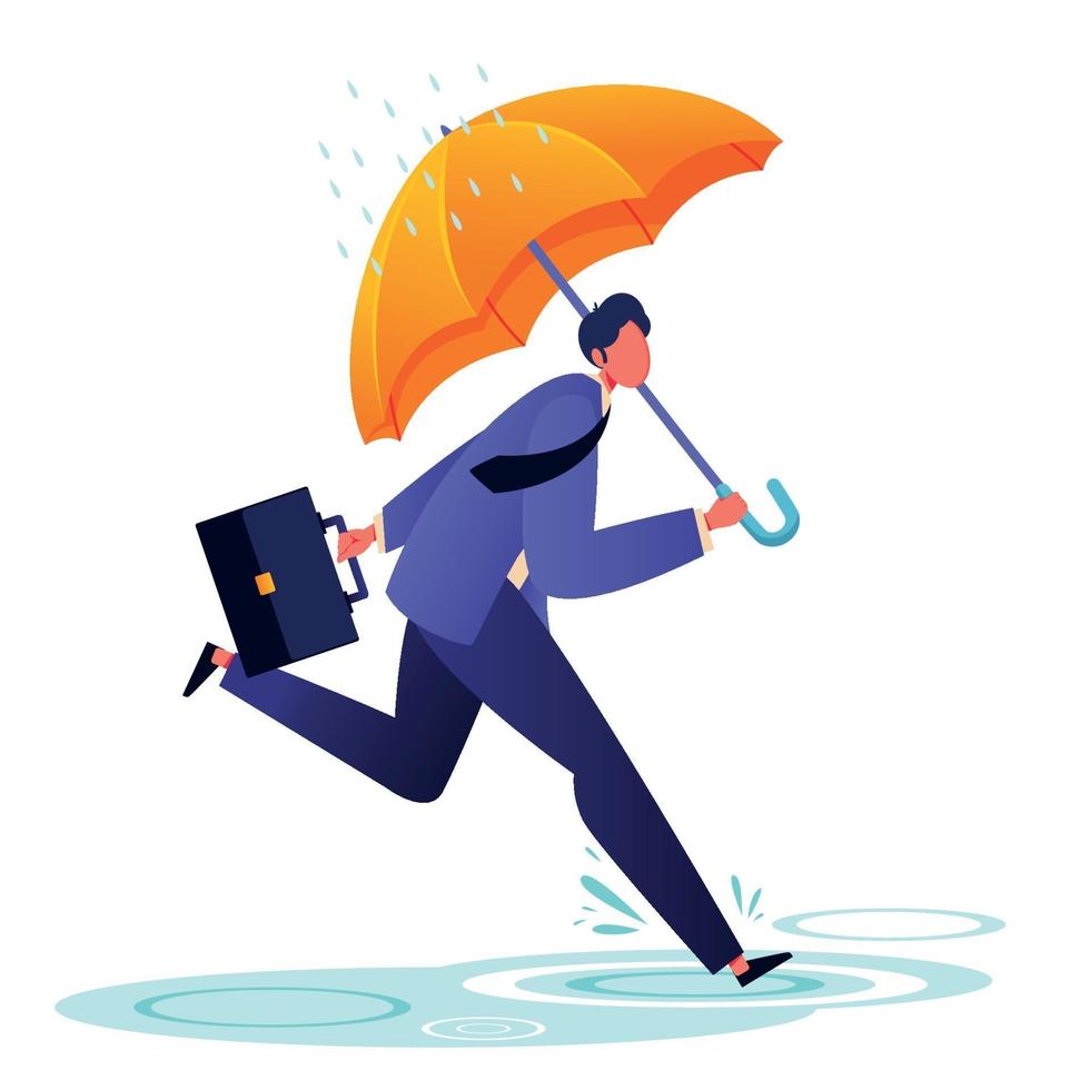 Flat businessman in a hurry to the office vector