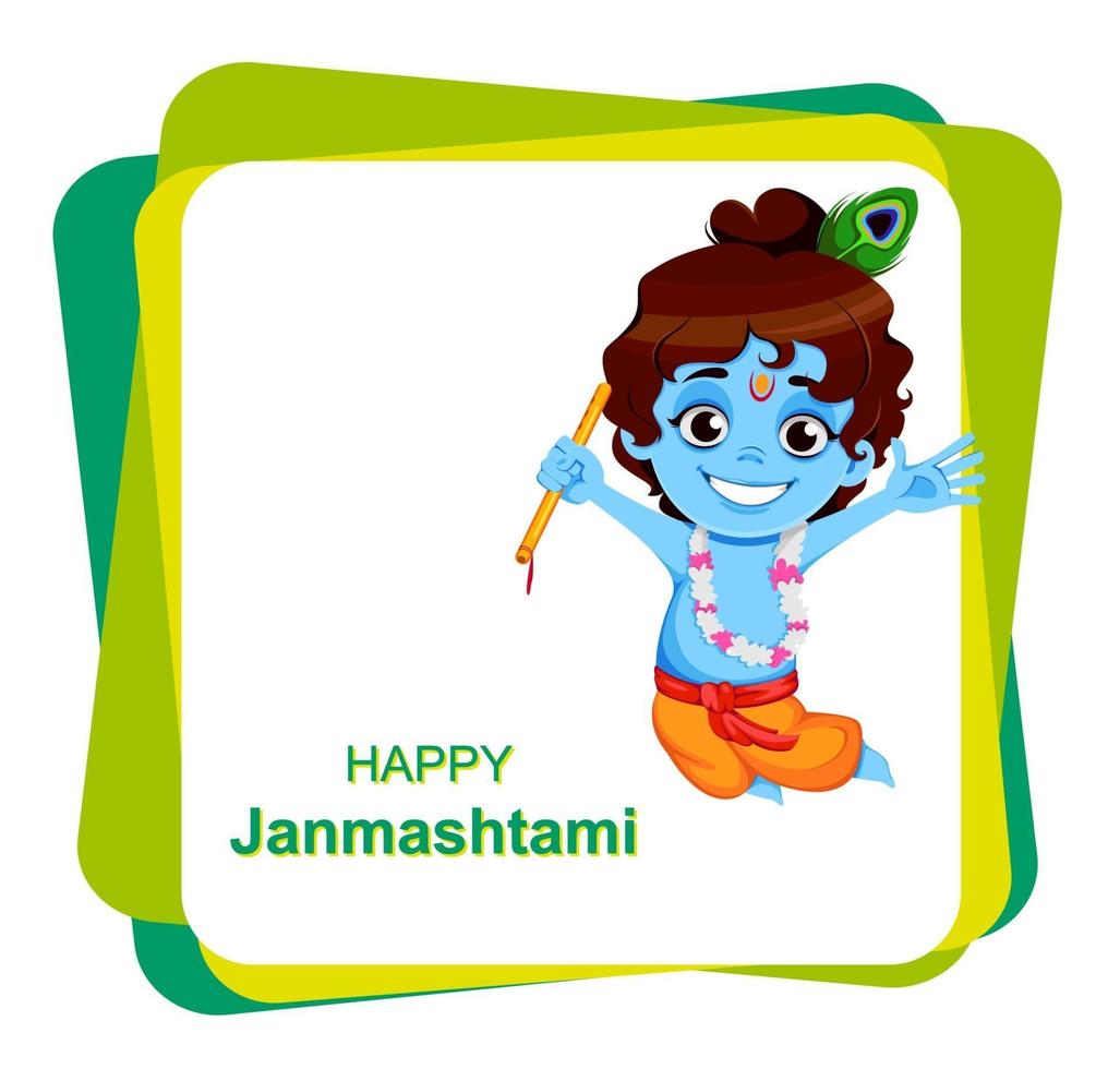 Happy Krishna Janmashtami. Little Lord Krishna 3225883 Vector Art at  Vecteezy