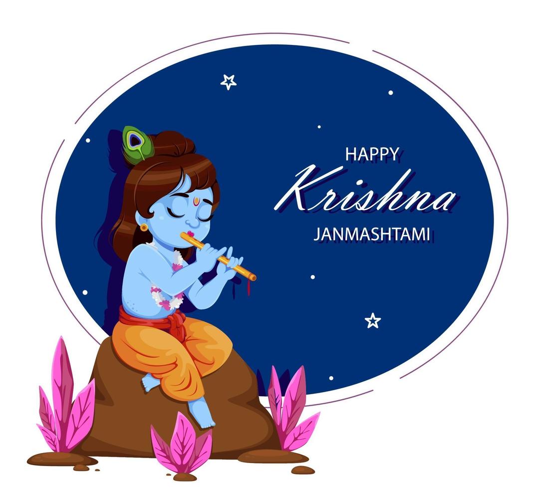 Happy Krishna Janmashtami. Lord Krishna vector