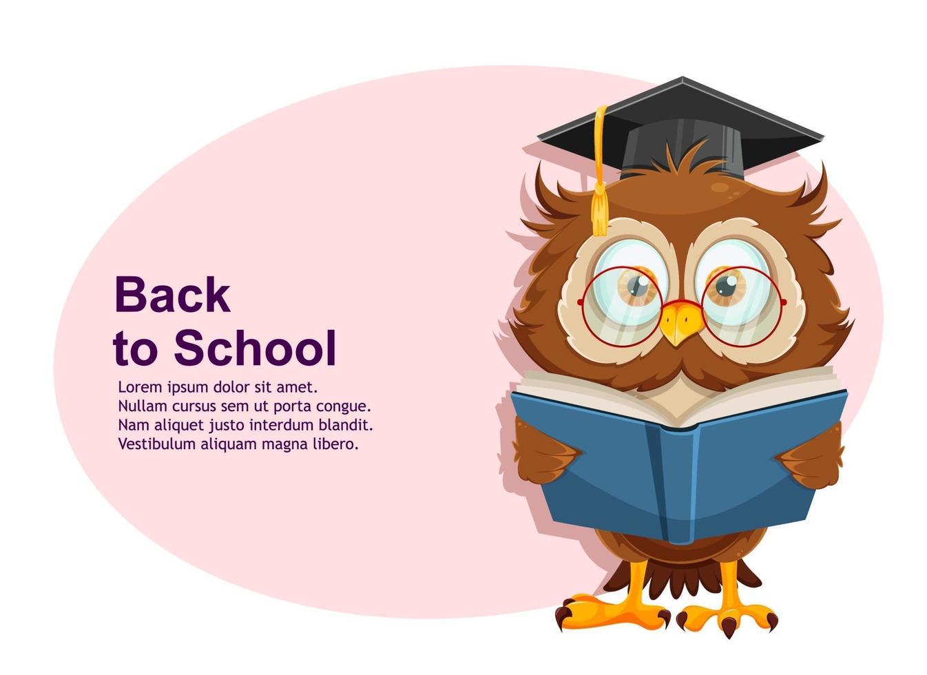 Cute wise owl. Funny owl, back to school concept vector