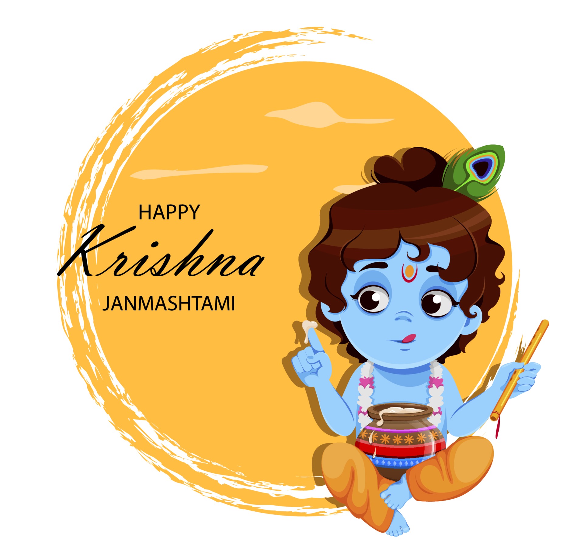 Happy Krishna Janmashtami. Little Lord Krishna 3225907 Vector Art at  Vecteezy