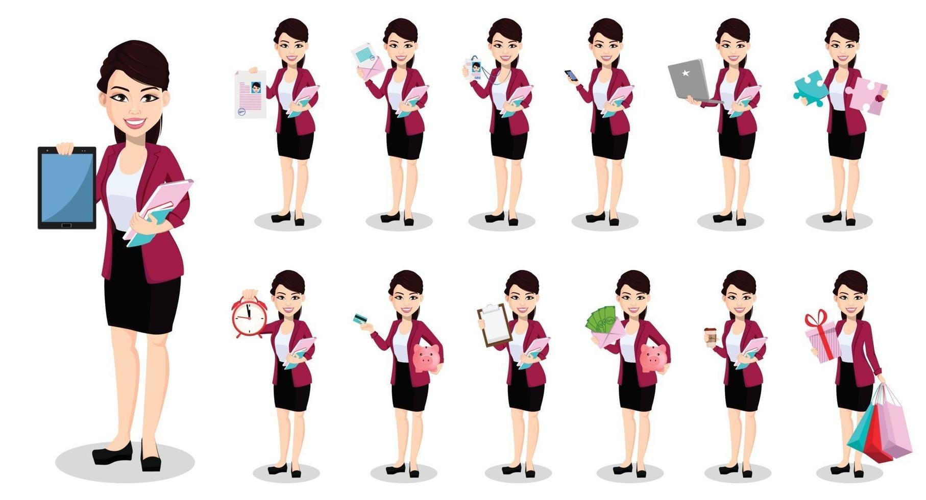 Asian business woman in office clothes vector