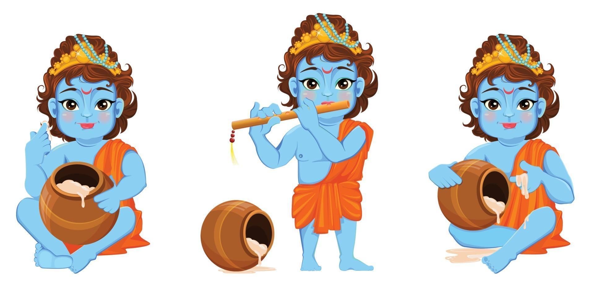 Happy Janmashtami. Celebrating birth of Krishna vector