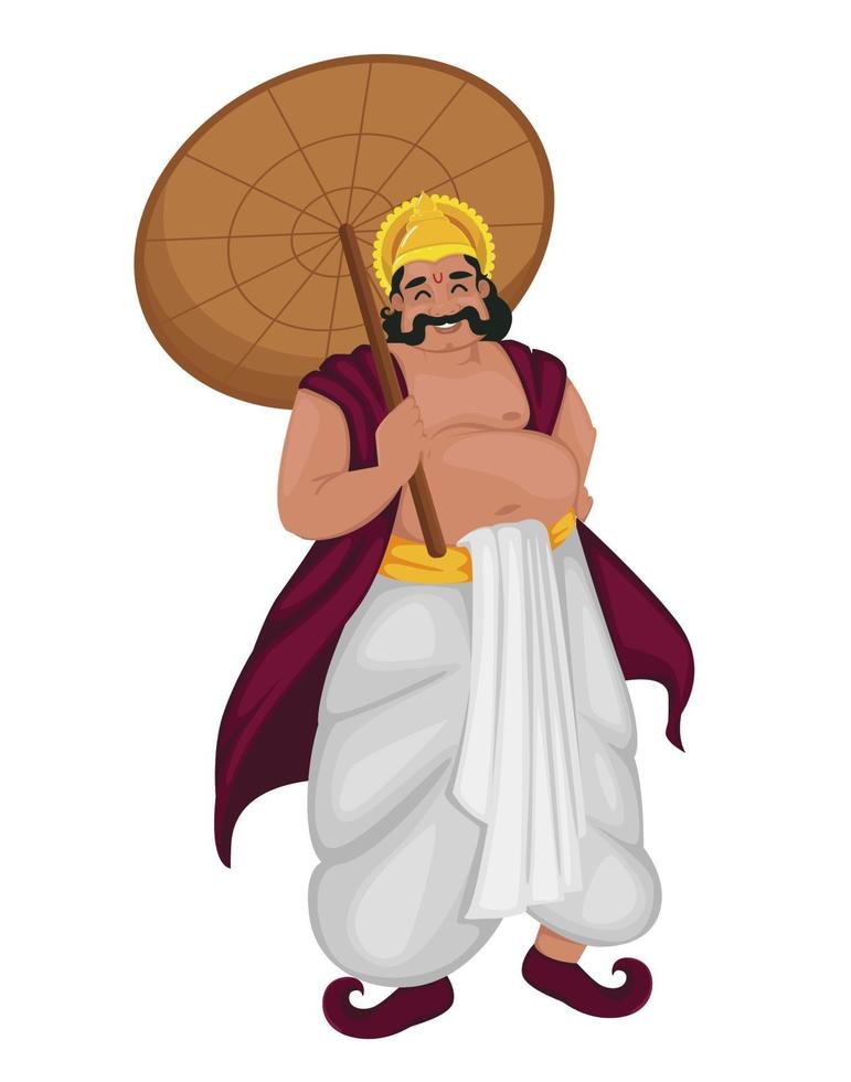 feliz festival onam en kerala. rey mahabali vector