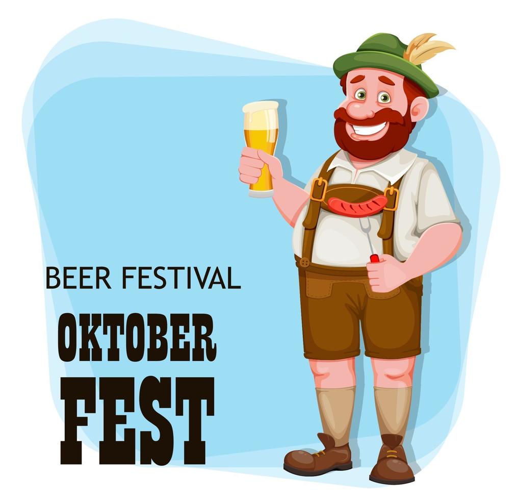 Man in Bavarian clothes. Beer festival Oktoberfest vector