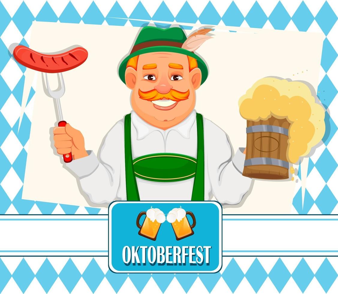 Oktoberfest, beer festival. Cheerful man vector