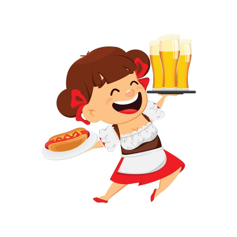 Oktoberfest, beer festival. Funny woman vector