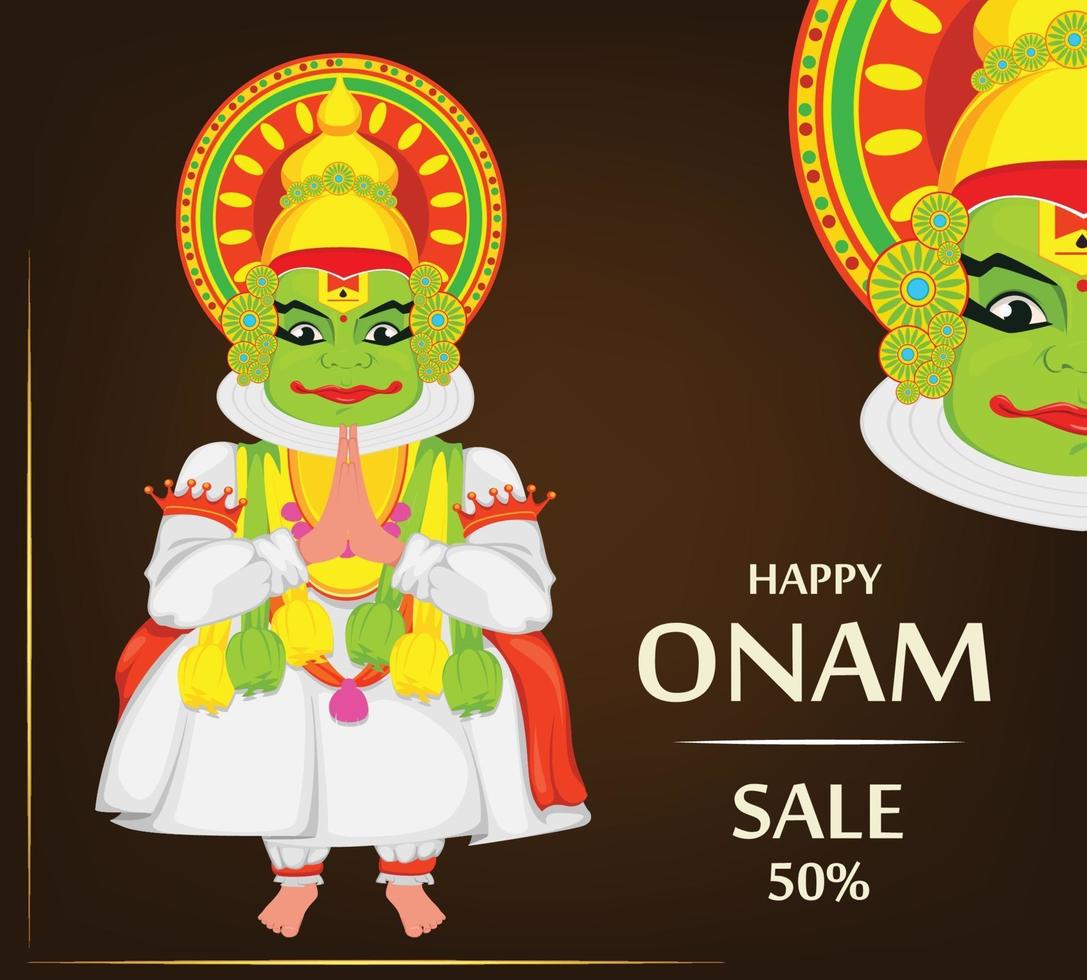 bailarina de Kathakali. feliz festival onam vector