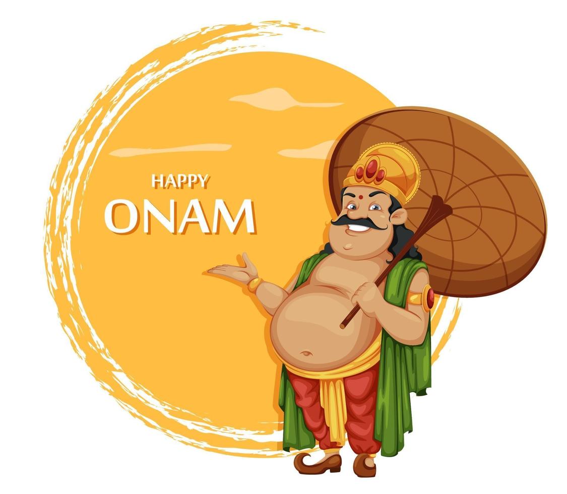 Happy Onam festival in Kerala. King Mahabali vector