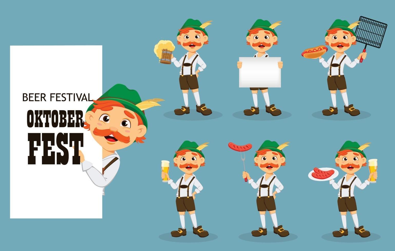 Oktoberfest, beer festival. Funny redhead man vector