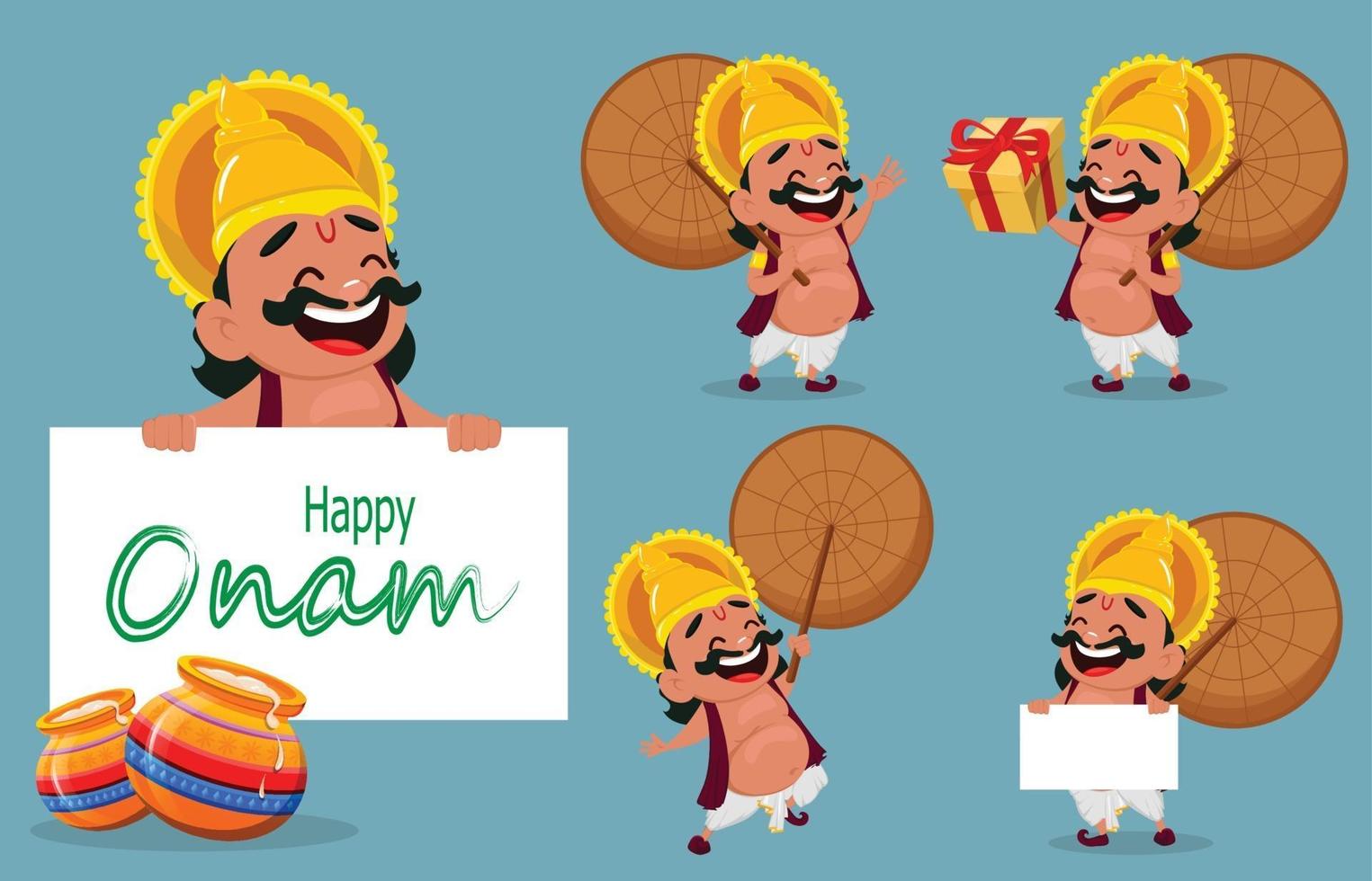 celebración onam. rey mahabali vector