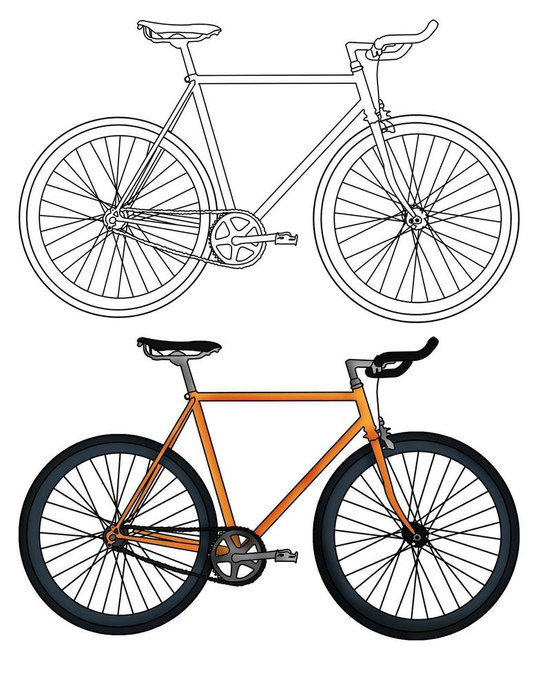 Hand drawn yellow bike vector illustration