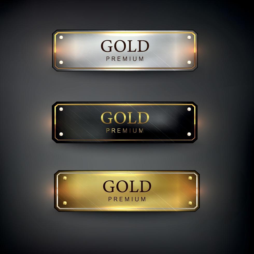 Metallic web button set vector