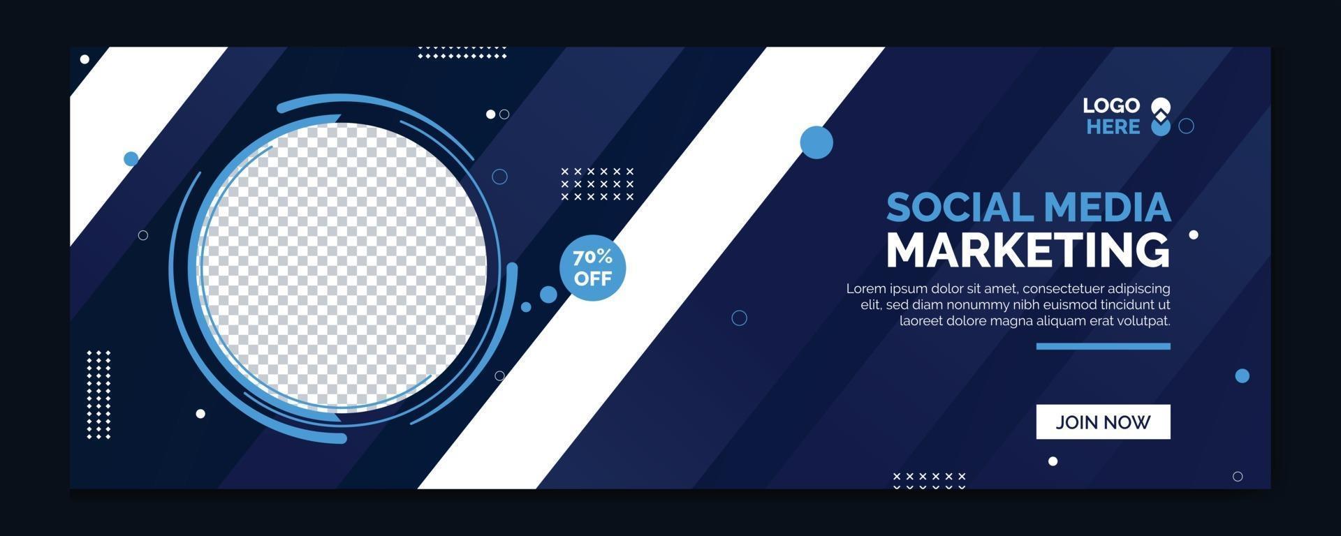 banner web de marketing en redes sociales, banner de portada de marketing digital vector