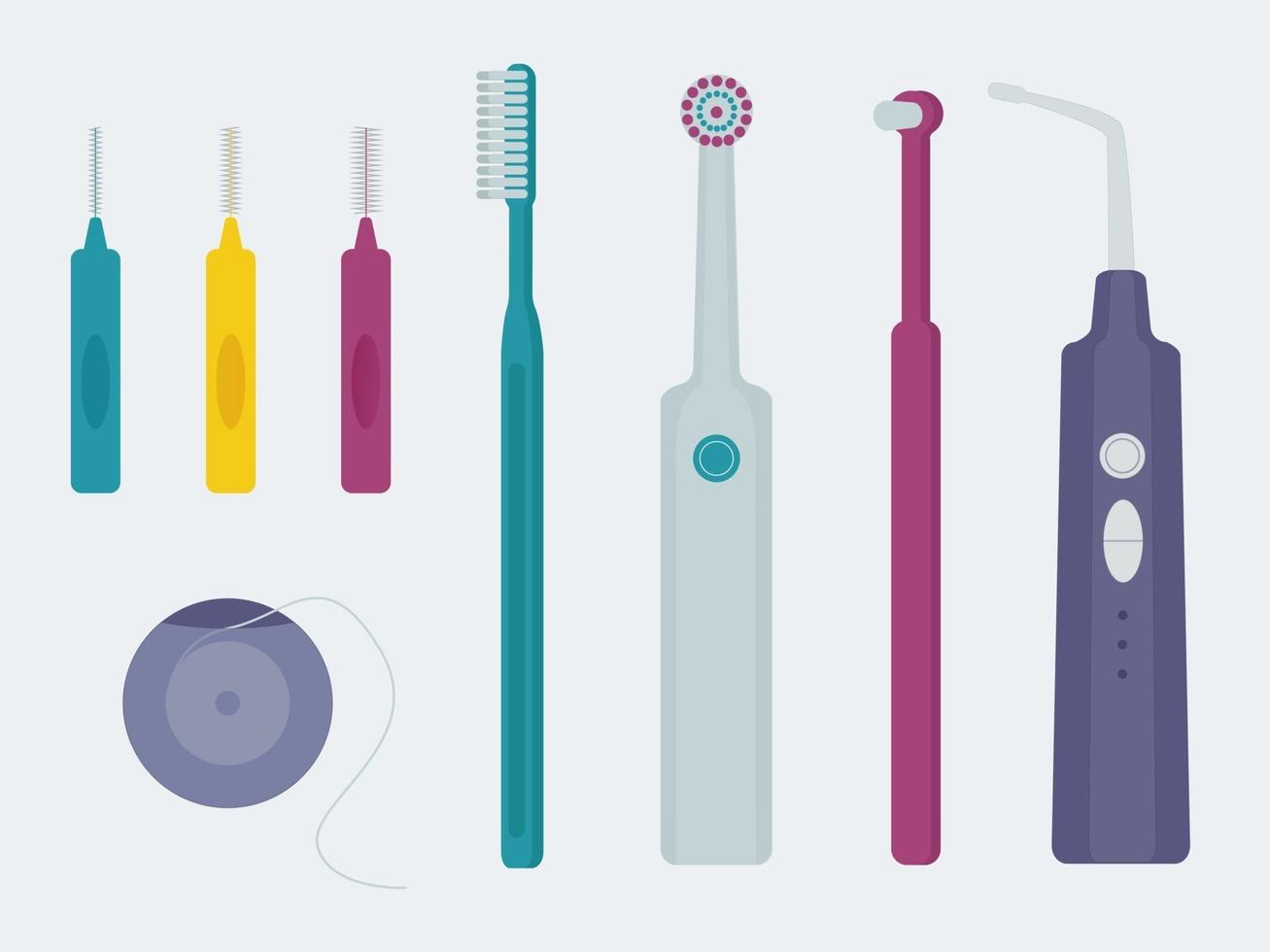 conjunto de artículos para el cuidado dental con aparatos ortopédicos vector