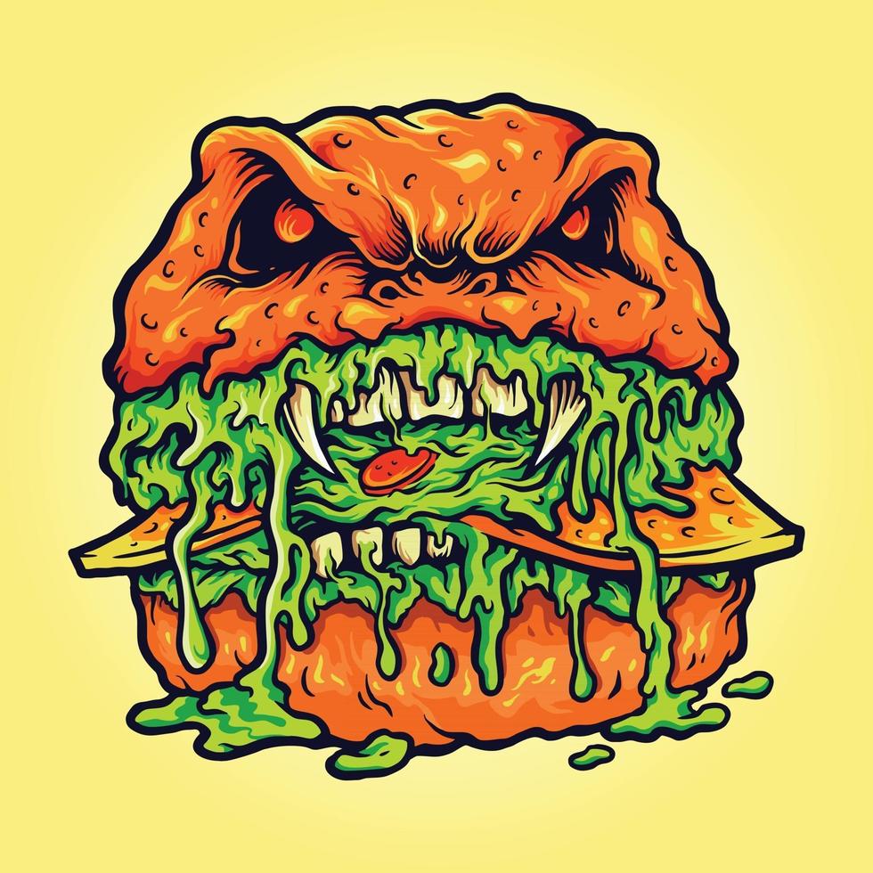 Zombie Burger Melt fast food Illustrations vector