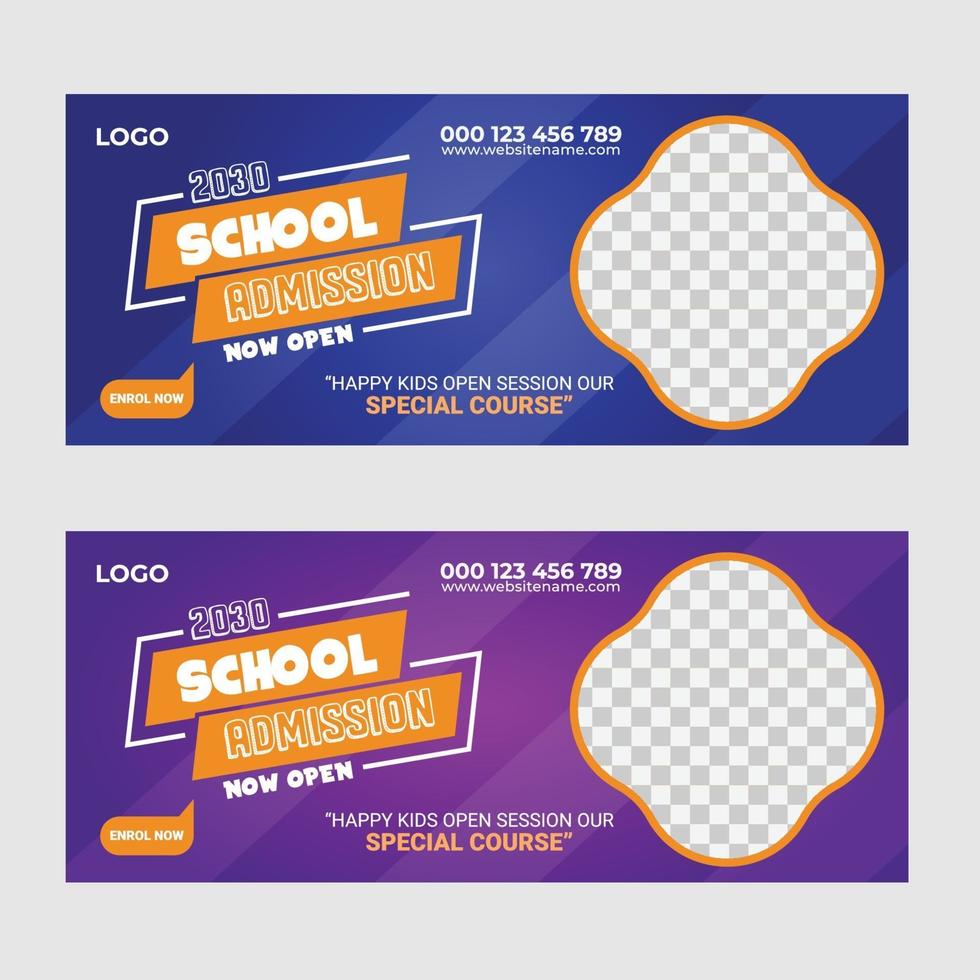 School Admission Web banner And Cover Page Design Vector Design