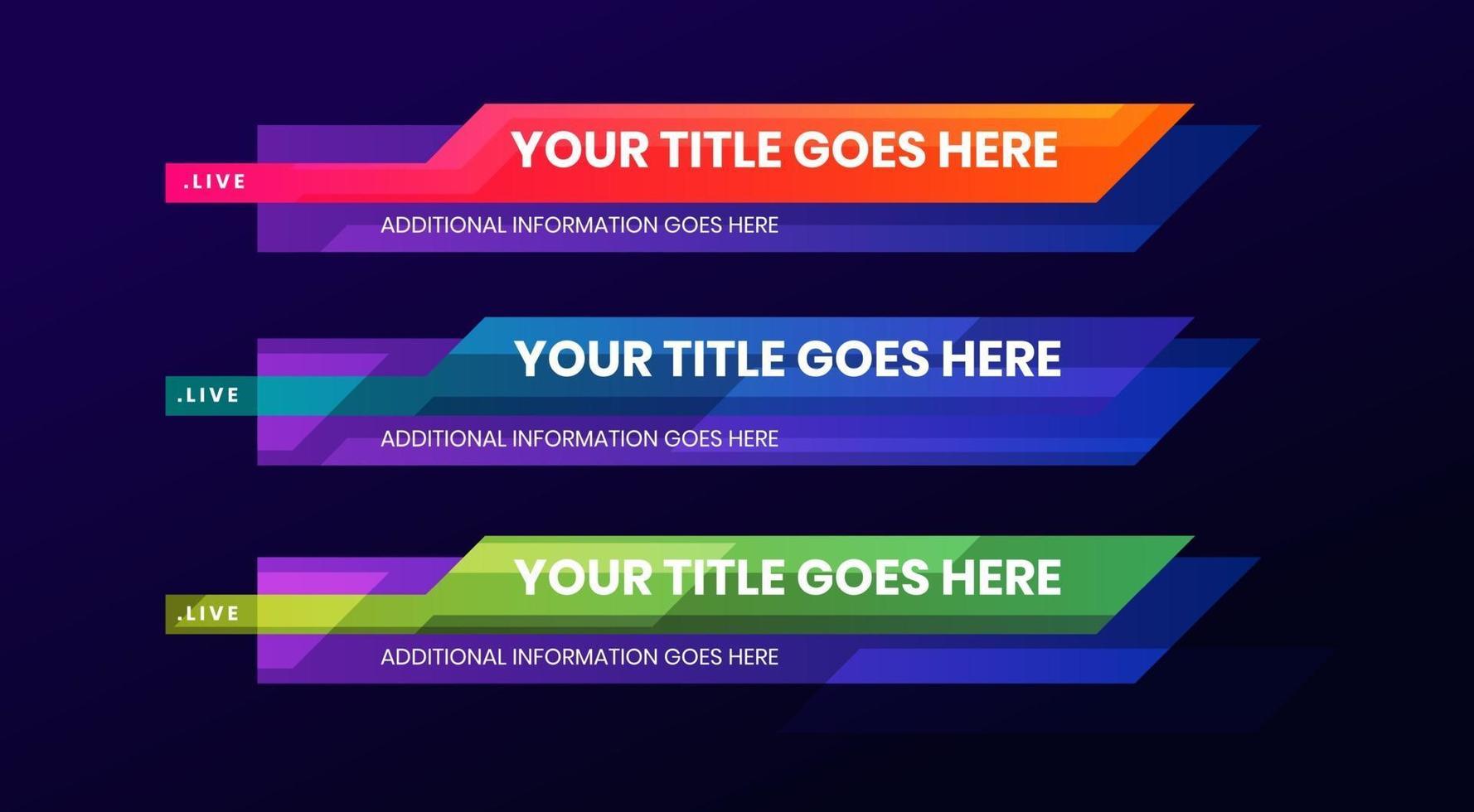 Colorful News Lower Thirds Pack with 3 modern variant vector