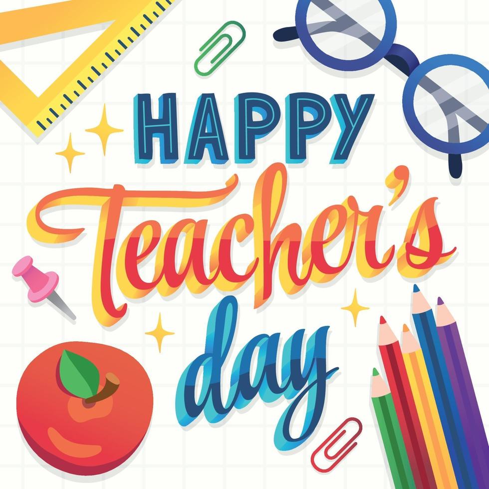 Happy Teachers Day Typography vector