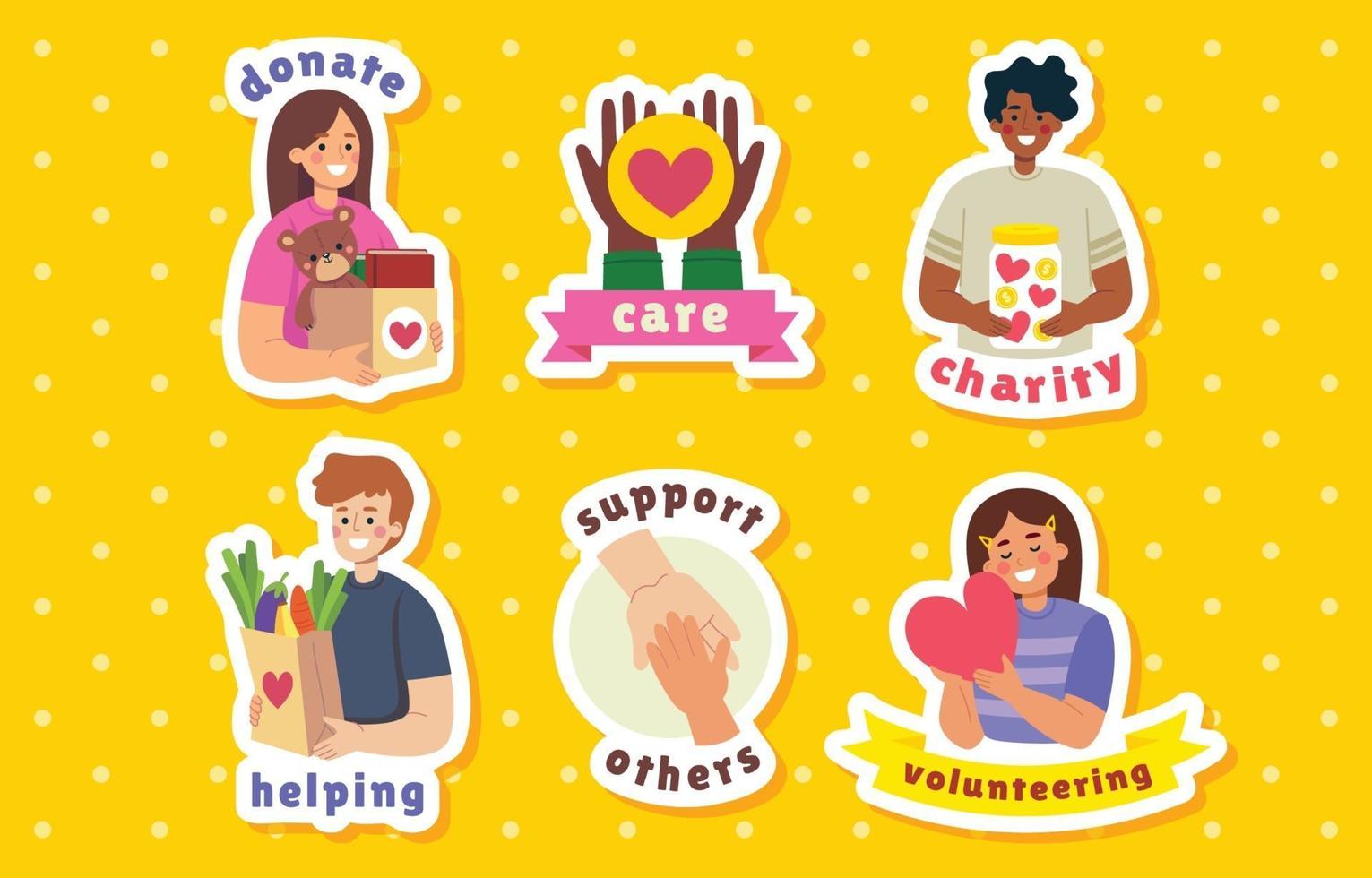 Humanitarian Sticker Set vector